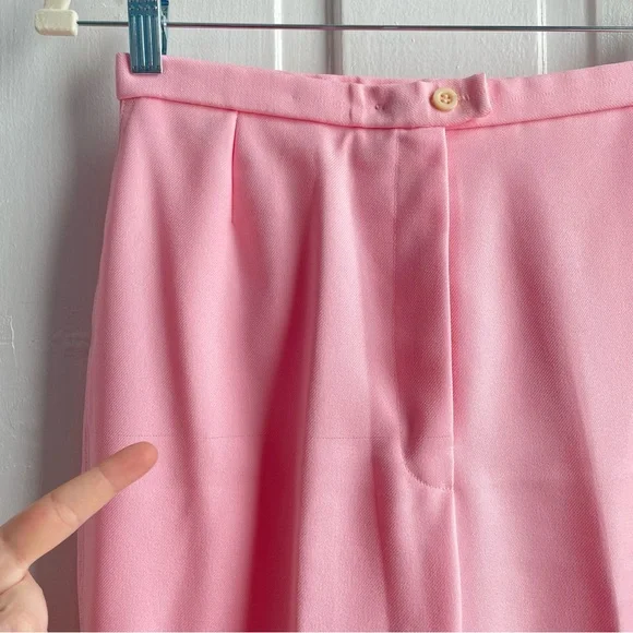 Vintage 70s Bubblegum Pink Dagger Collar Leisure Suit, 4-Pocket Jacket - Picture 10 of 11